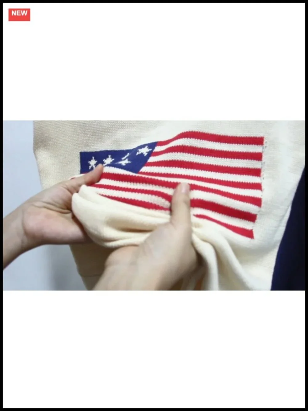 Acrylic Cap Sleeve Sweater Vest Crew Neck Patriotic Knit Top